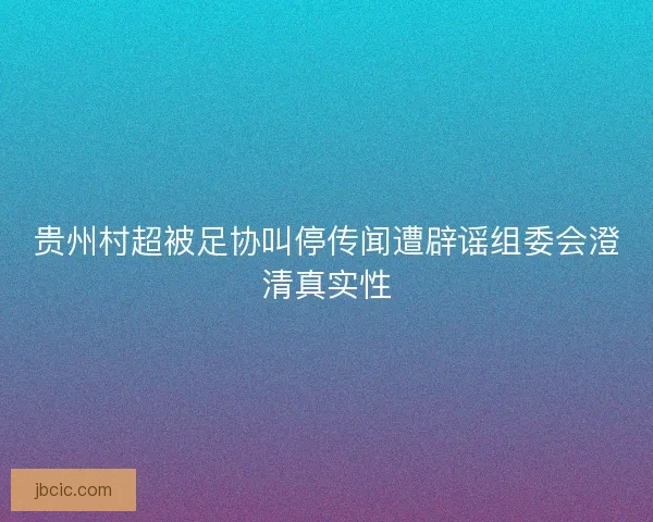 贵州村超被足协叫停传闻遭辟谣组委会澄清真实性