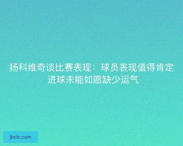 扬科维奇谈比赛表现：球员表现值得肯定 进球未能如愿缺少运气