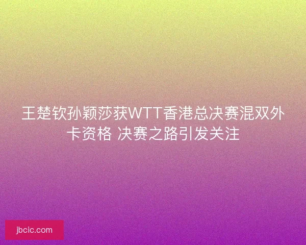 王楚钦孙颖莎获WTT香港总决赛混双外卡资格 决赛之路引发关注